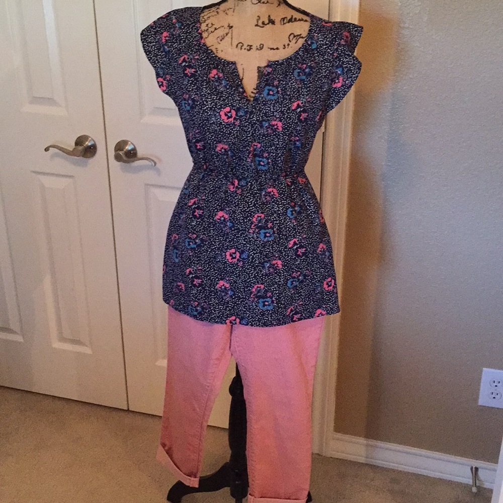 Blue Motherhood Maternity Blouse
